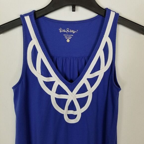 Lilly Pulitzer Women's Blythe Dress Mini Dress Size XS Blue Sleeveless Popover - Picture 2 of 6